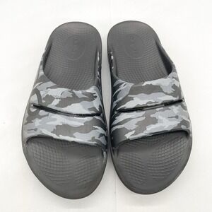 OOFOS Womens 7 OOahh Slide Sandals Black Camo Recovery Sport Shoes Slip On Comfy
